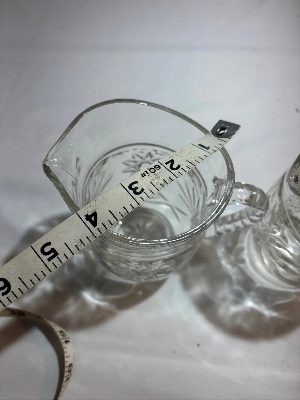 Clear Patterned Glass small pitchers  - Set of 2
